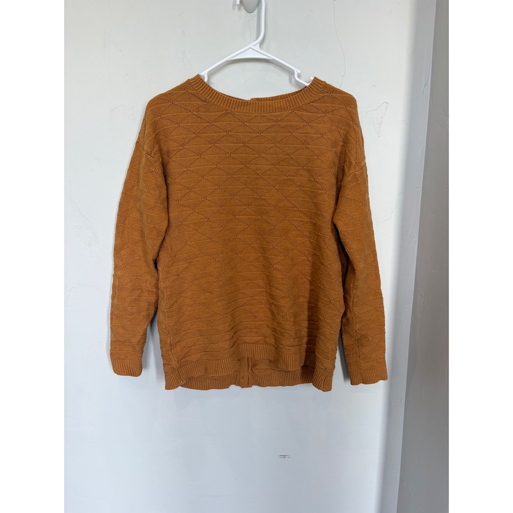 Pixley Womens Diamond Texture Button Back Sweater Mustard Yellow Medium SFT9089
